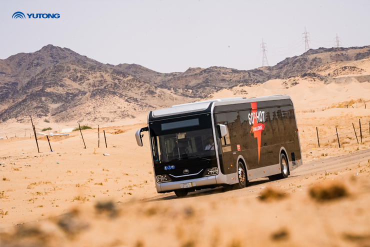 Conquistando o calor intenso do deserto, o Yutong E11pro faz uma forte estreia no Desafio de Calor Extremo!